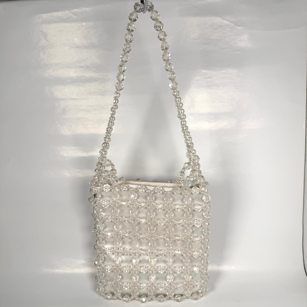 Crystal Clear Beaded Satin Women's Handbag